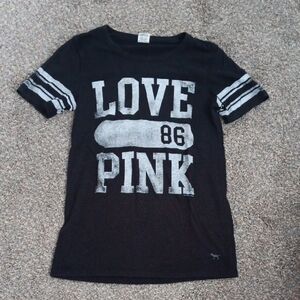 PINK Victoria's Secret Black Tee with White Print